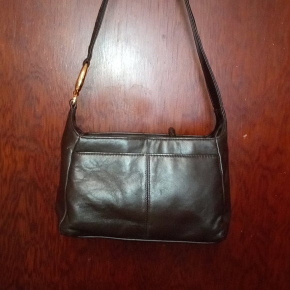 Studio Works shoulder bag magnetic closures zip top pockets brown - Picture 6 of 7